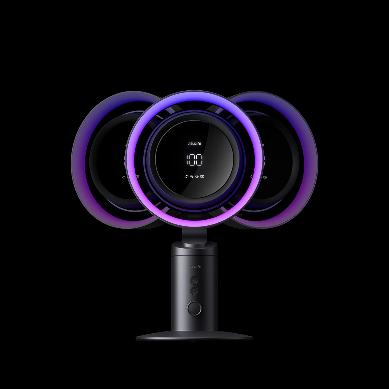 Namizni ventilator z vgrajenim filtrom zraka Jisulife Table Fan Pro3, 10.000 mAh, USB-C, temno siv