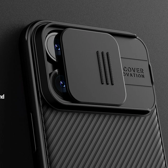 Ovitek za telefon z drsnim pokrovom kamere, združljiv z MagSafe za iPhone 15 Plus - Nillkin CamShield Pro Magnetic, črn