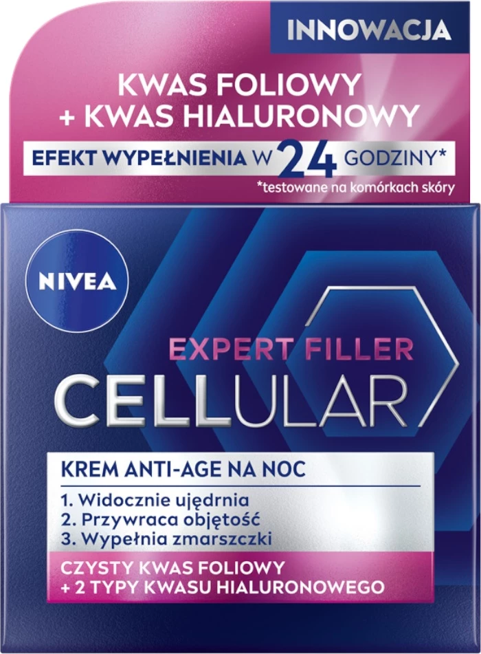 Nočni anti-age krem za obraz, za ženske, 50 ml, Nivea Cellular Expert Filler
