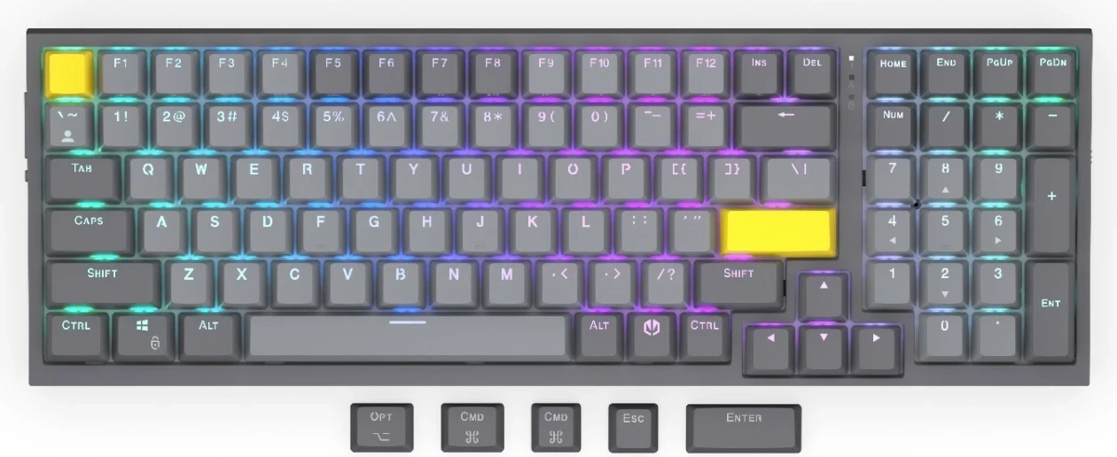 Mehanska tipkovnica Celeris 1800 Endorfy, RGB, brezžična, 96%, siva