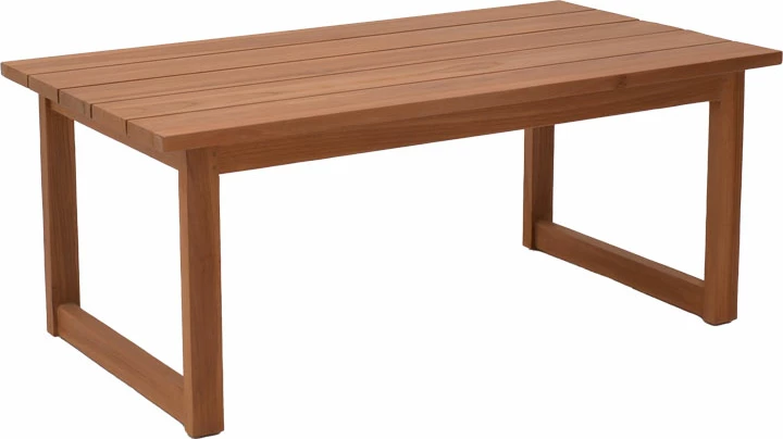 Lounge set, 4-delni, naravni tikov les, beli blazini, naravni ratan Doumain