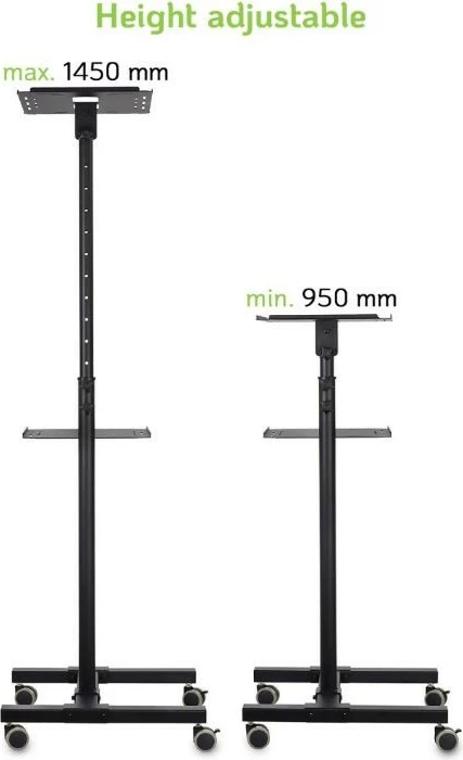 Mobilna miza za projektor Techly 362145, kovinska, črna