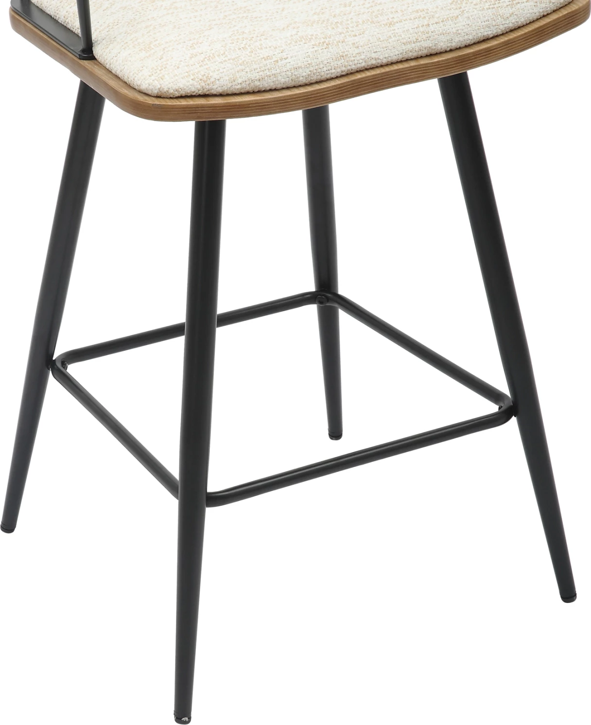 Barski stol srednje višine JUDI FH9985.02 črna kovina-ecru tkanina 48x52x92Hcm