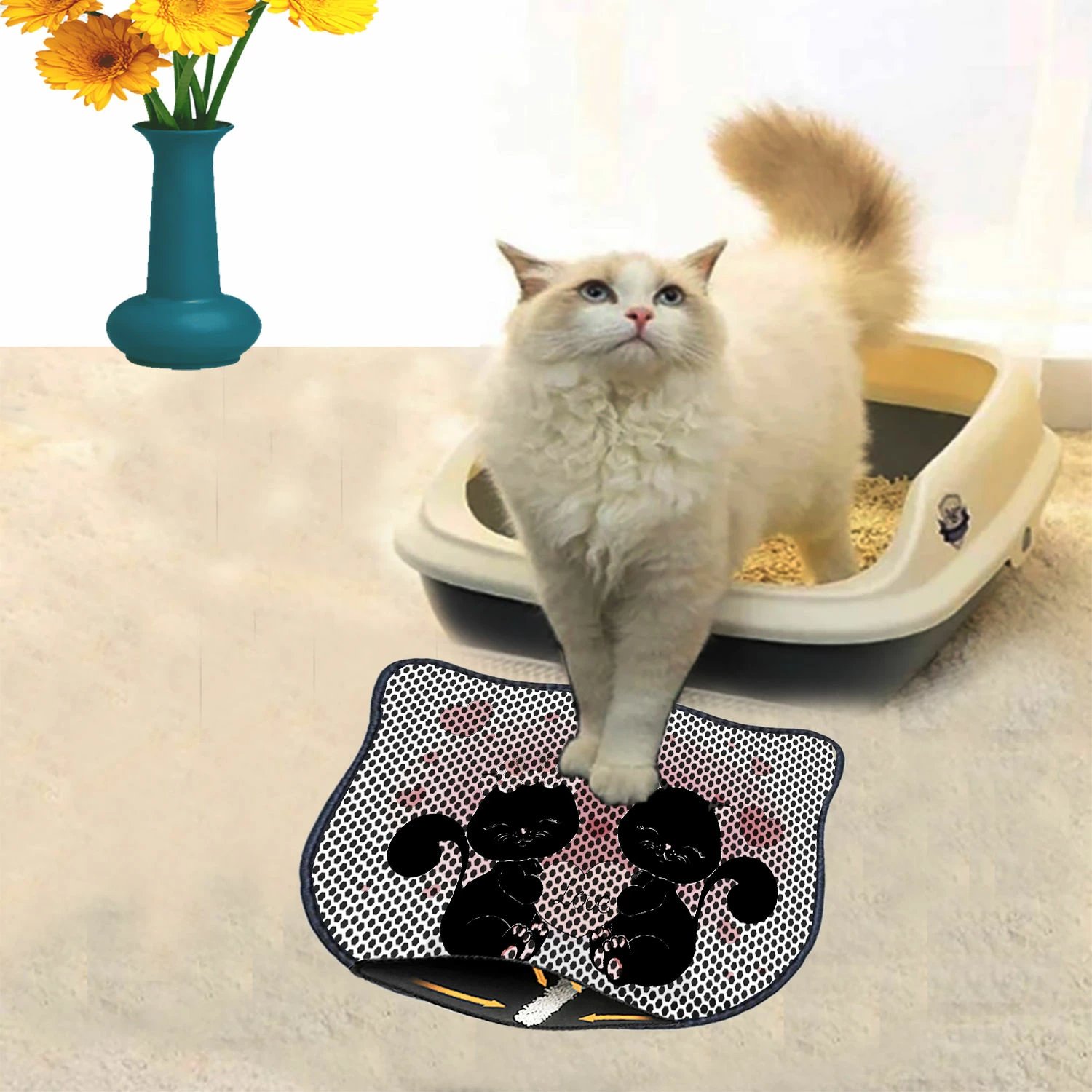 Preproga za mačji pesek, večbarvna, Paws & Whiskers, Kdkafa0004, 40 x 50 cm
