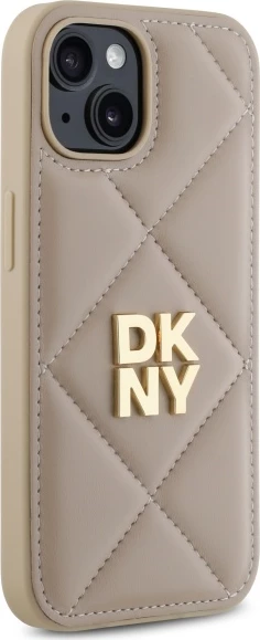 Ovitek Quilted Stack Logo za iPhone 15, DKNY, bež