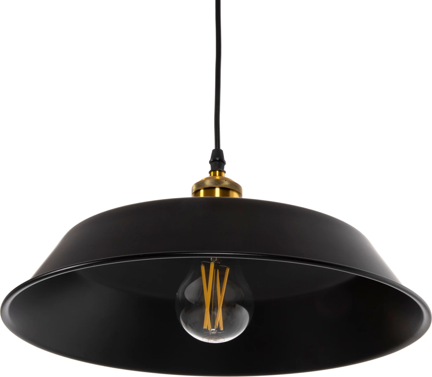 Stropna viseča svetilka FH4174.01 črna kovina z zlatim detajlom na vrhu Φ35,5x116Hcm