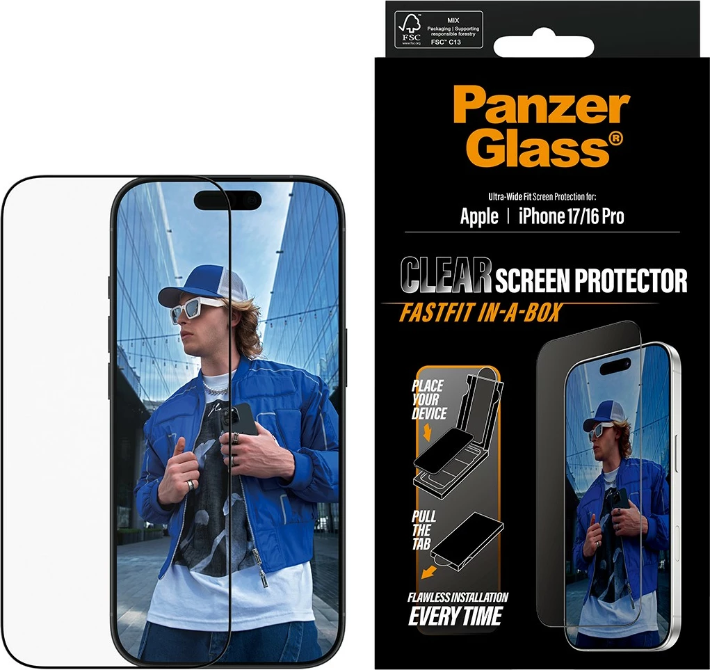 Mreža za zaščito zaslona PanzerGlass za iPhone 17 UWF, črno ohišje
