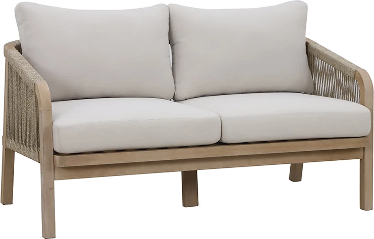 Lounge set za vrt, akacijevo drevo, bež tkanina, 4-delni Malibu