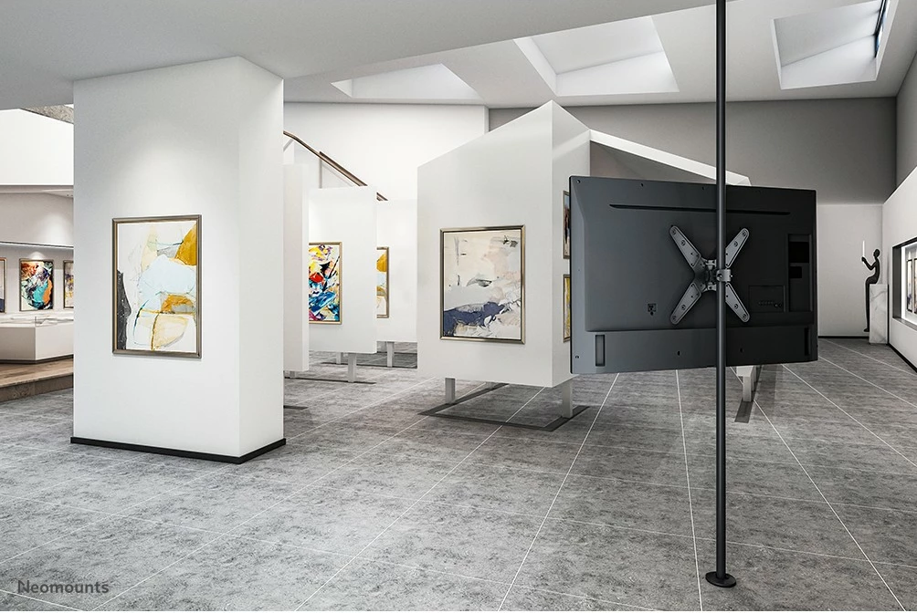 Stenski nosilec za TV Neomounts FL40-430BL14, montaža na drog, 32–55 palcev, jeklo, črn