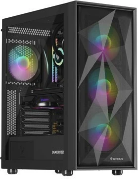 Midi tower ohišje z ARGB osvetlitvijo Natec Genesis Diaxid 605, črno