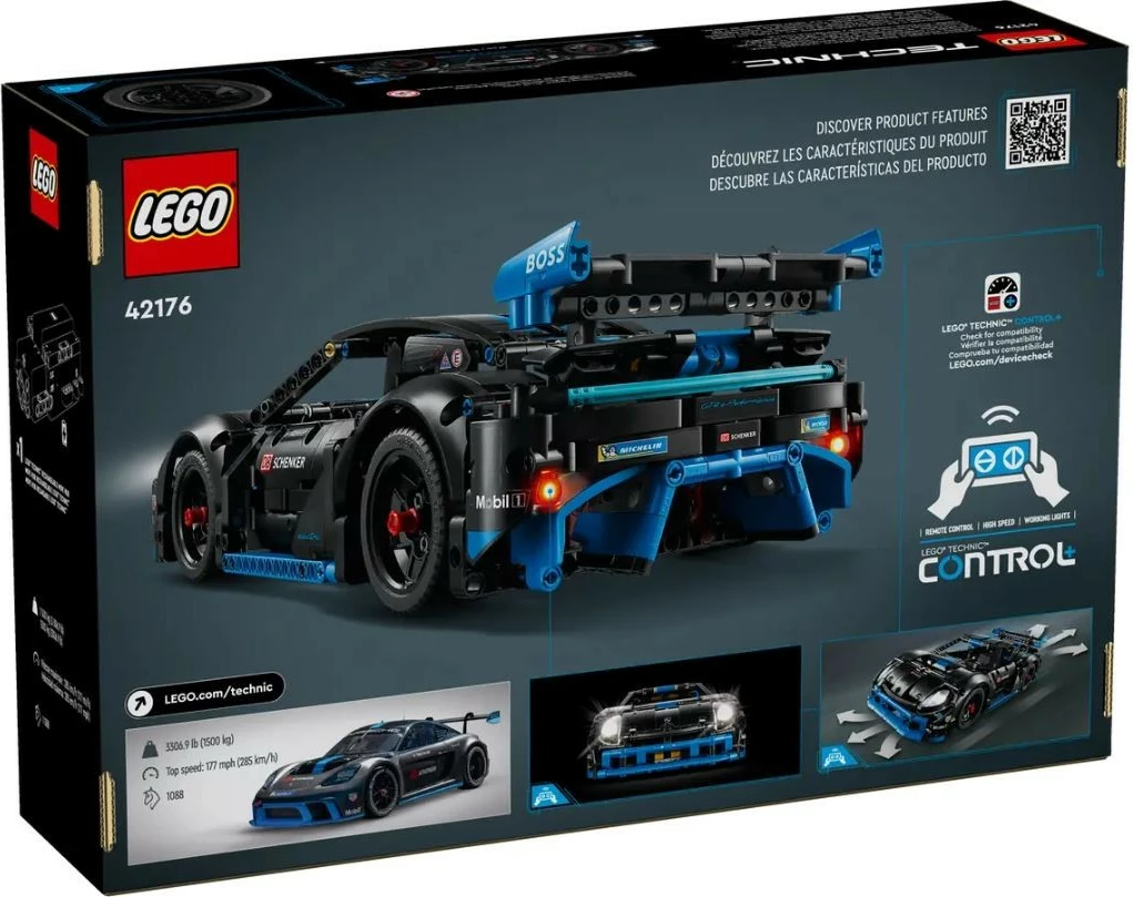 Set za sestavljanje LEGO Technic Porsche GT4 e-Performance Racing Car 42176, 834 kosov, črno/moder