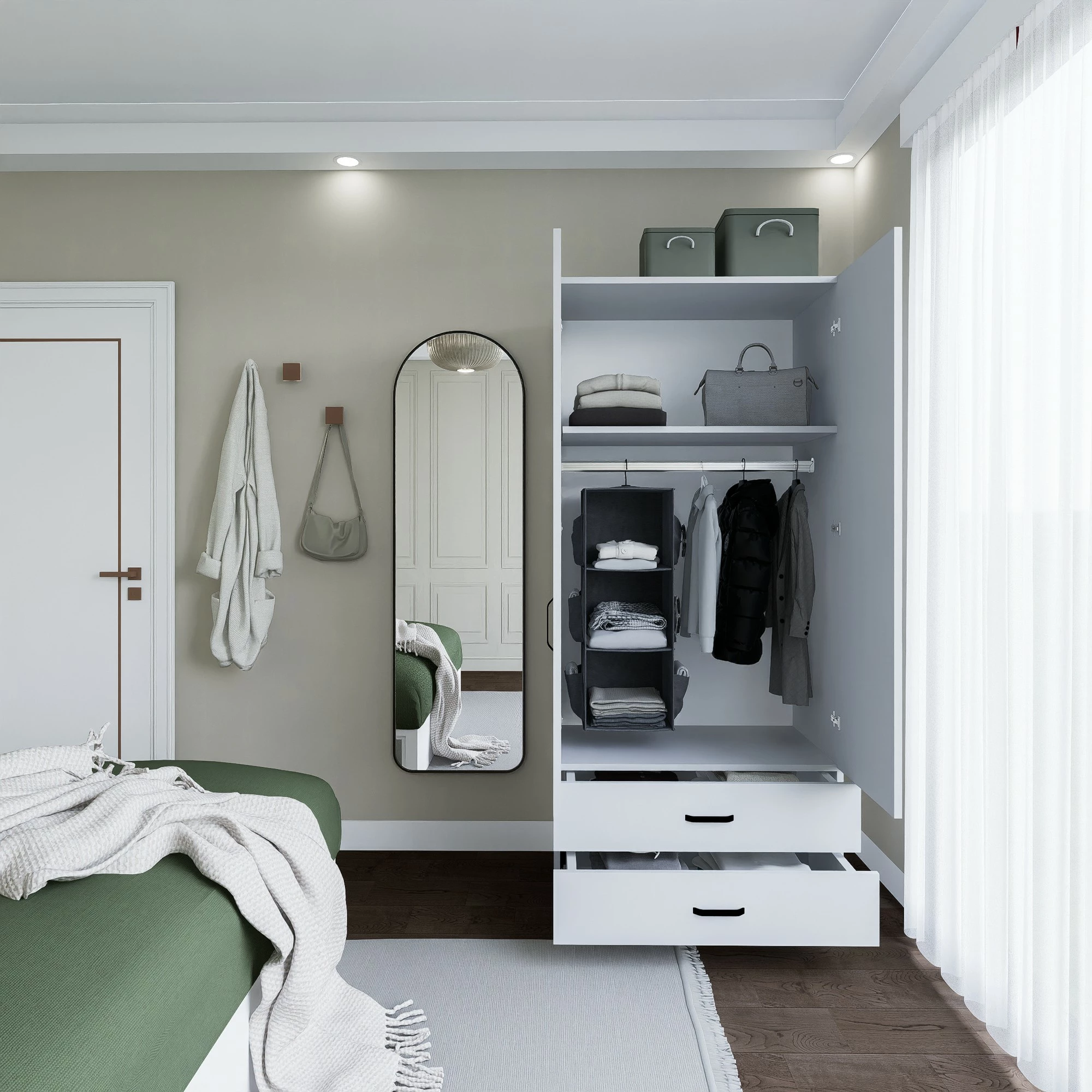 Dvoovršna omara Hanah Home Yaman 1600-042, mat bela