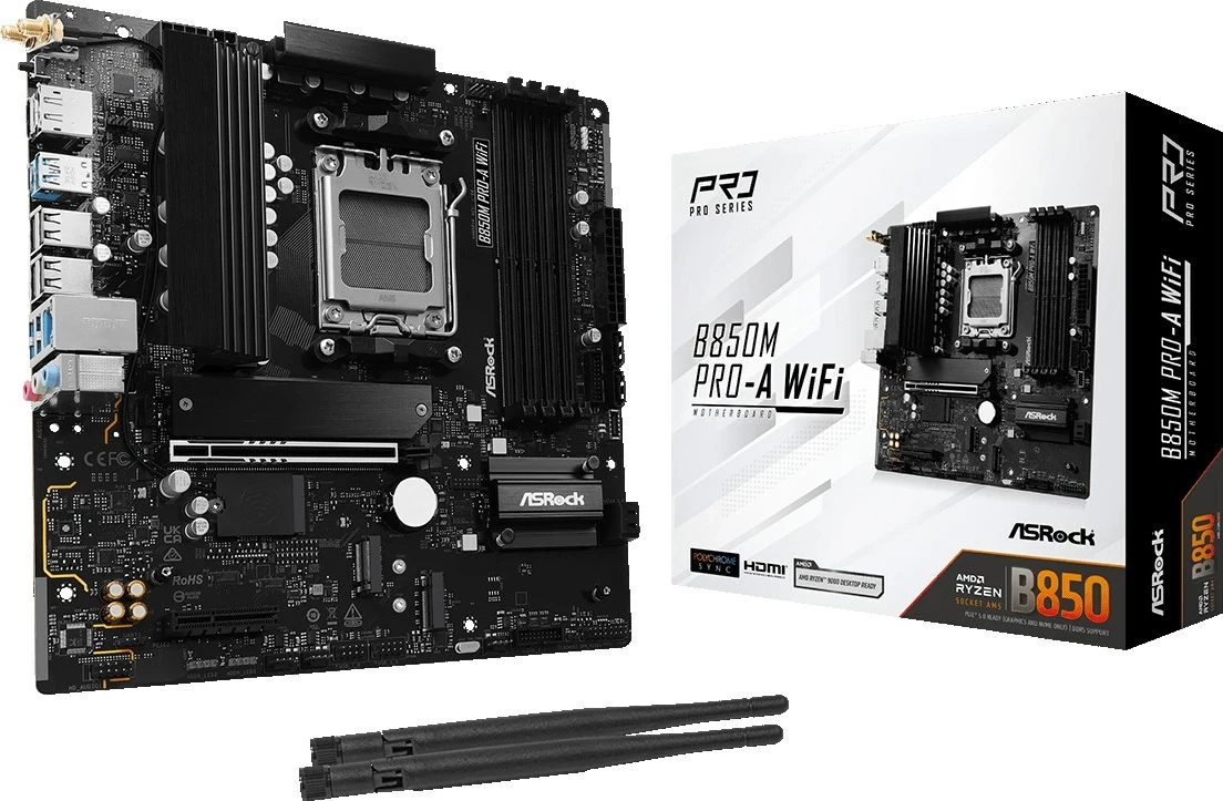 Mati mikro ATX plošča Asrock B850M Pro-A WiFi, Sockel AM5, črna