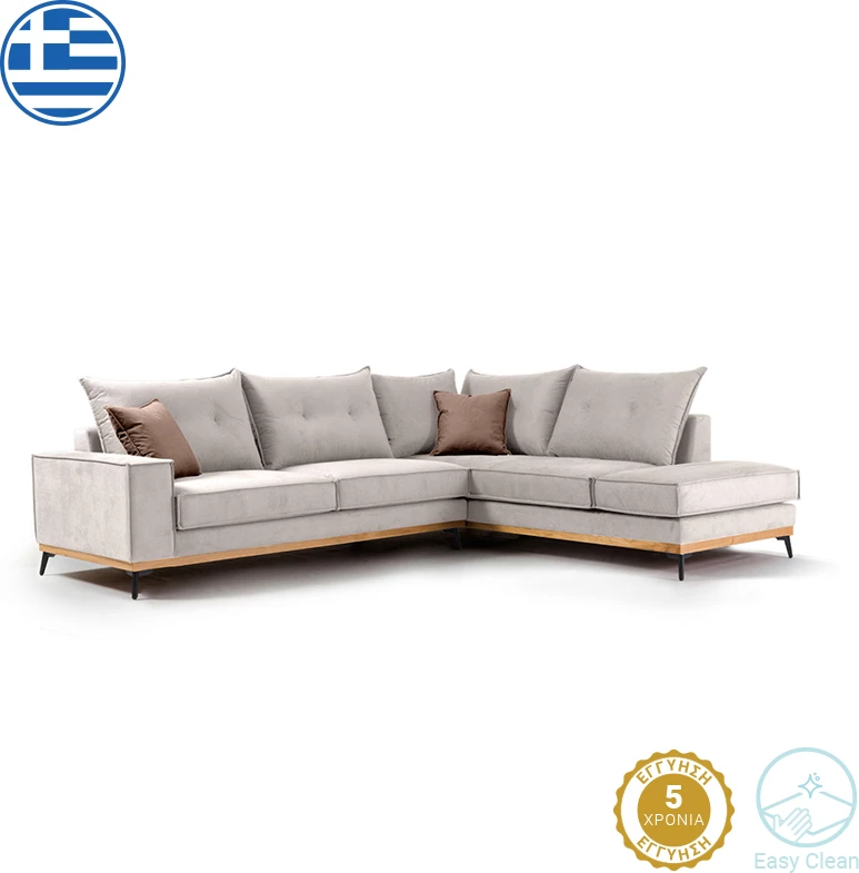 Kotna sedežna garnitura Luxury II, levo, tkanina krem-mocha 290x235x95 cm