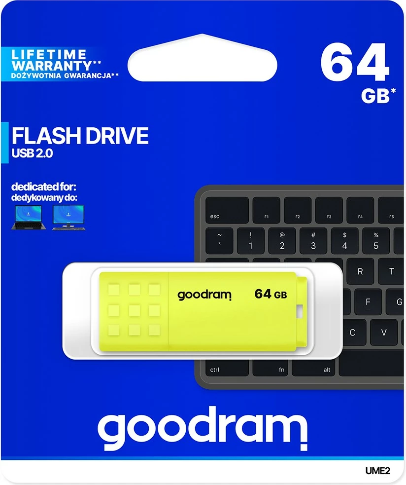USB ključ 64 GB, USB 2.0, rumen GOODRAM UME2
