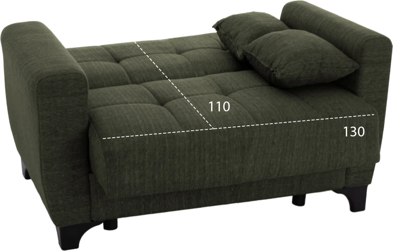 FH3243.05, 2-sedežna zofa-postelja, visok naslon, temno-olivna, 160x84x88