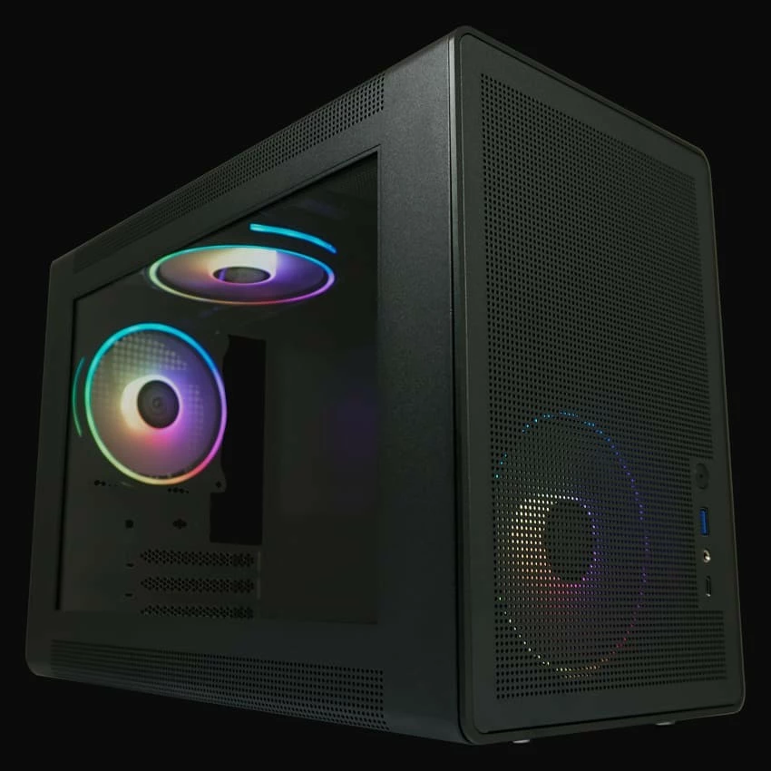 Micro Tower ohišje z kaljenim steklom in RGB, LC-Power LC-716MB-ON, micro ATX/Mini-ITX, črno