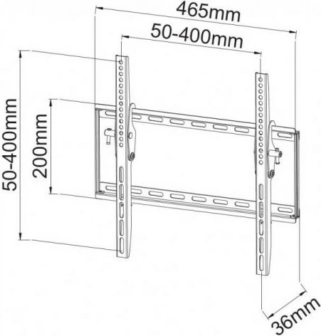 Stenski nosilec za TV/monitor 23-55", 45 kg, tanek, črn, Techly 020638