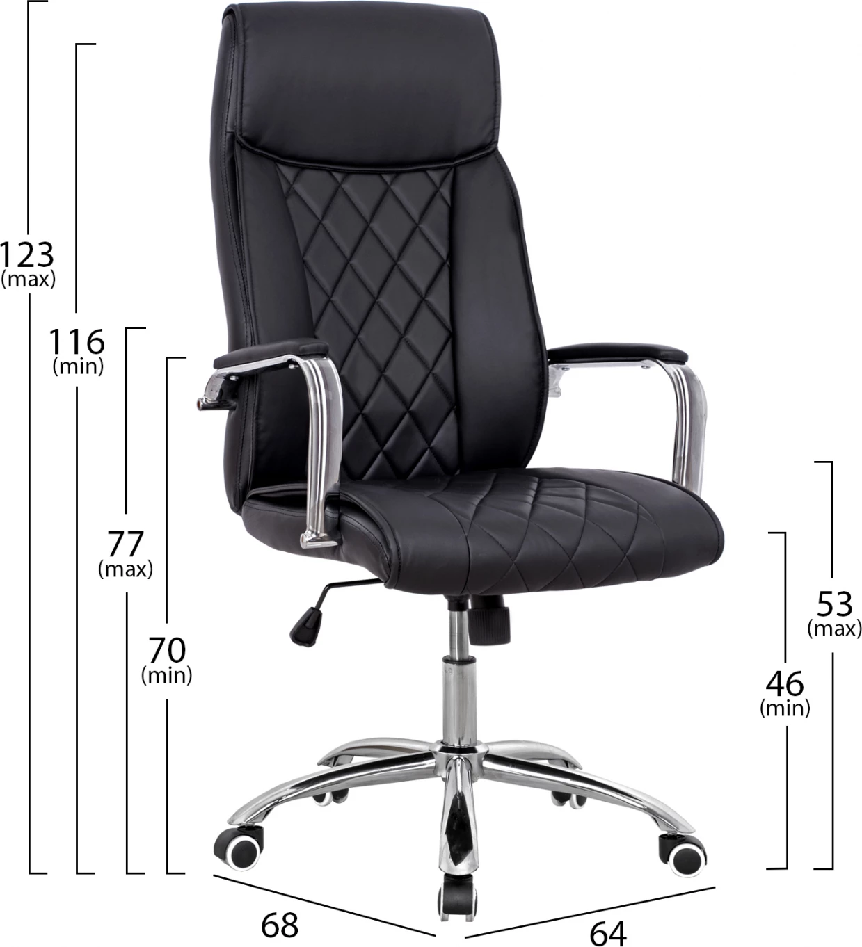 Direktorski pisarniški stol FH1104.01 črna barva 64x68x(116-123)cm