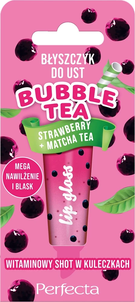 Gloss za ustnice Bubble Tea Strawberry + Matcha Tea, Perfecta, za ženske, 10 g