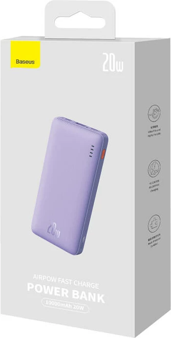 Powerbank Baseus Airpow 10000mAh 20W, vijoličen