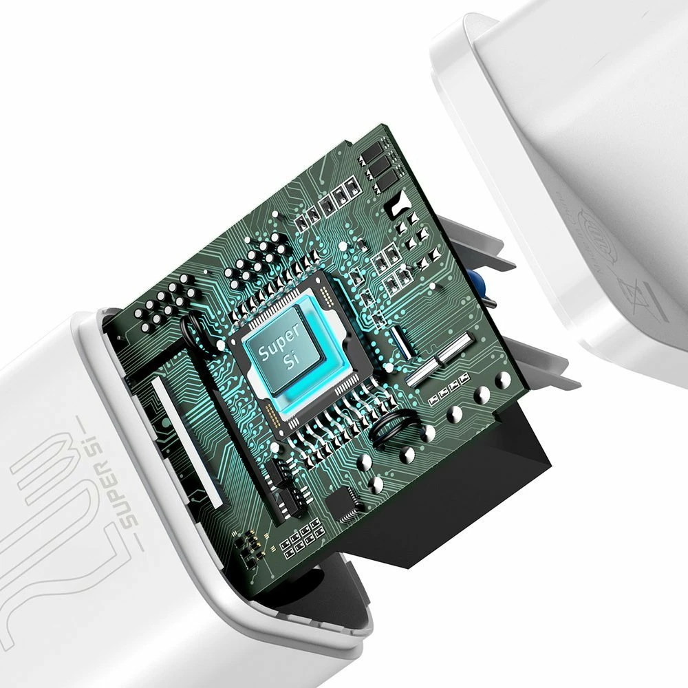 Hitri polnilec Baseus Super Si 1C, 20W, USB-C na Lightning 1 m, bel