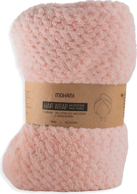 Turbanka za lase iz mikrovlaken Mohani, rožnata, 1 kos