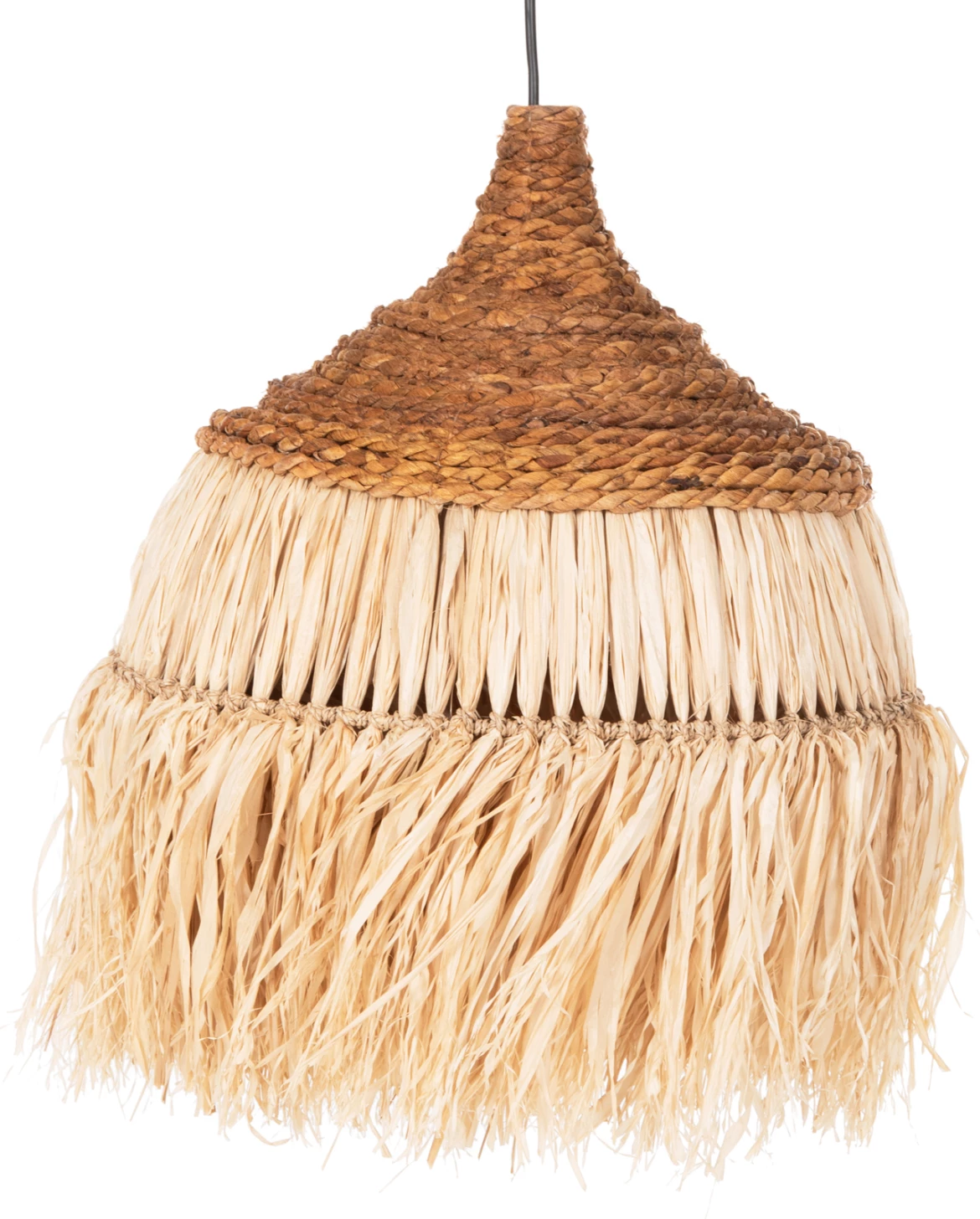 Stropna viseča svetilka s kapo iz sisal vlaken v naravni barvi Φ36x46-120Hcm