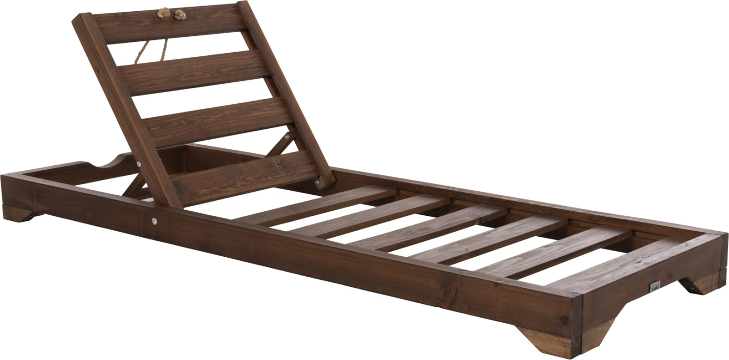Plažni ležalnik s kratkimi nogami IKARIA FH6107.01 iz borovega lesa v barvi oreha - samo okvir 80x208x100H cm