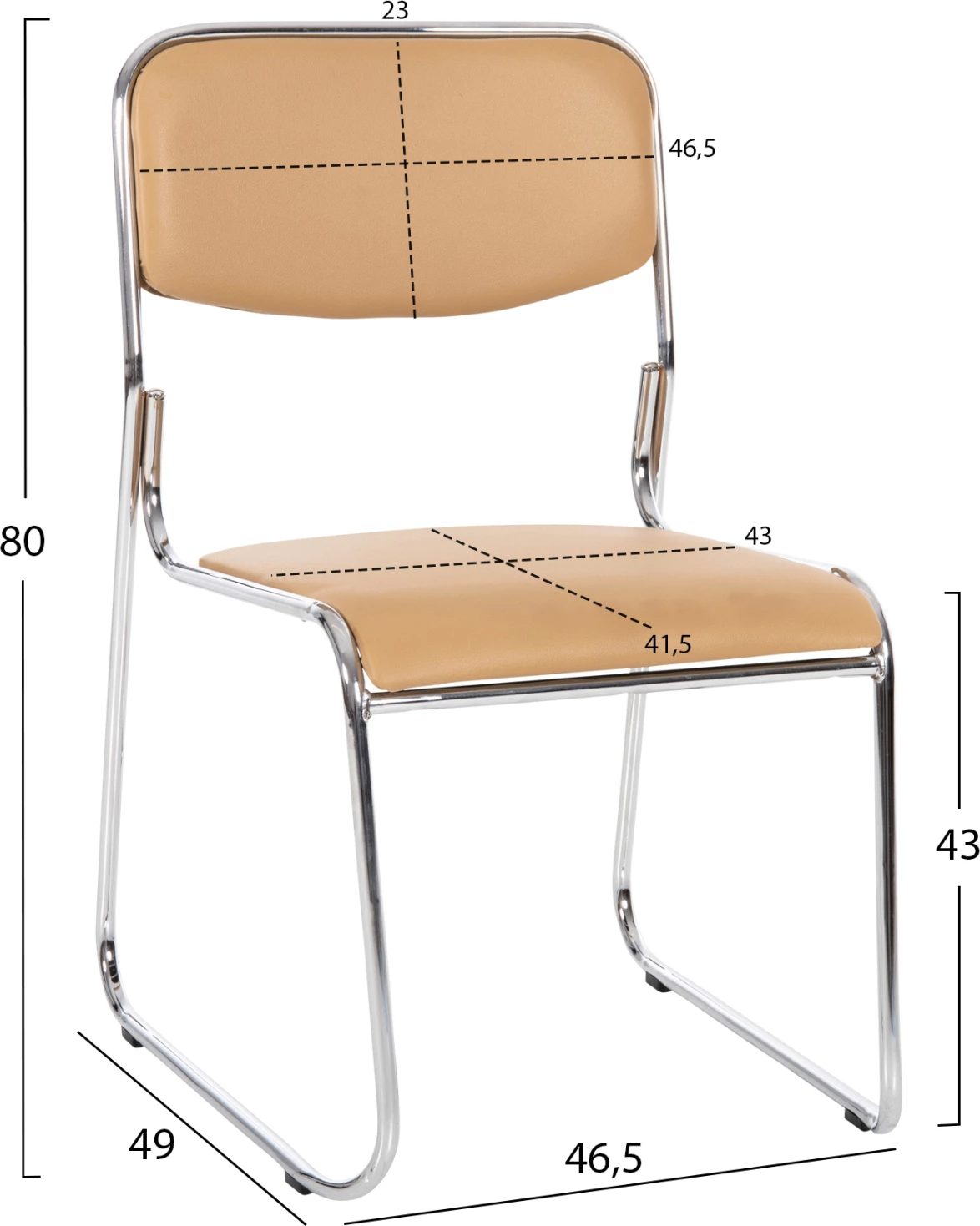 Konferenčni/obiskovalni stol MABEL FH1019.07 kromiran okvir-mocha PU 47x48x78Hcm