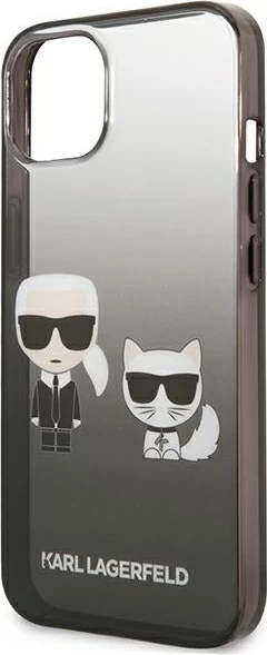 Hardcase Ikonik Karl & Choupette za iPhone 13 mini 5,4", Karl Lagerfeld, črn z gradientnim učinkom