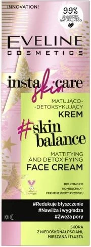 Matirajoči in detoksikacijski krem za obraz Eveline Cosmetics Insta Skin Care, 50 ml