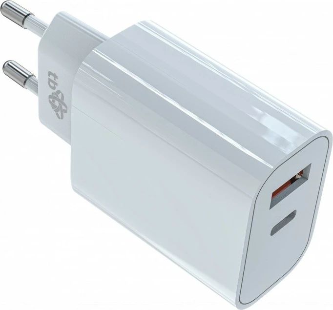 Stenski polnilec TB AZTBXUL2USB3ACW, 2x3A, USB-C + USB-A, 20 W, bel