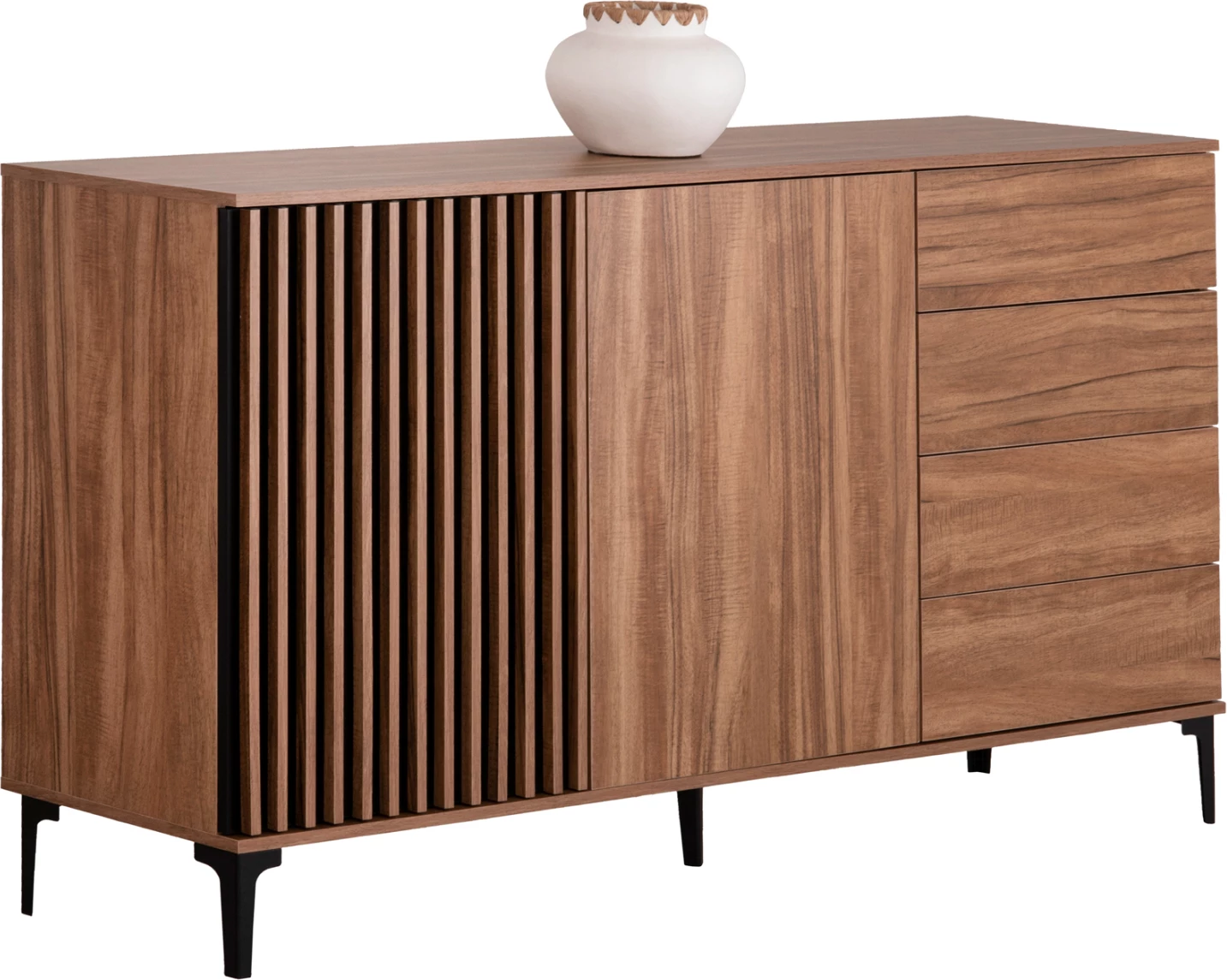 Komoda serije HARRY FH18006.01 melamin v naravni barvi lesa in črni 180x40x92H cm