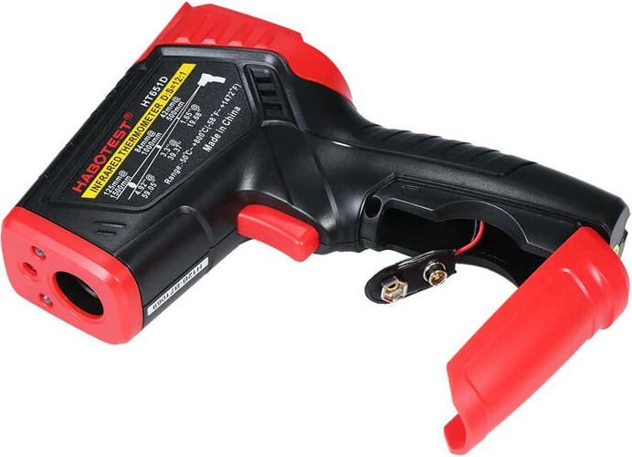 Infrardeči termometer (pirometer), D:S 12:1, -50°C–800°C, termoelement K, merjenje vlage in točke rosišča Habotest HT651D