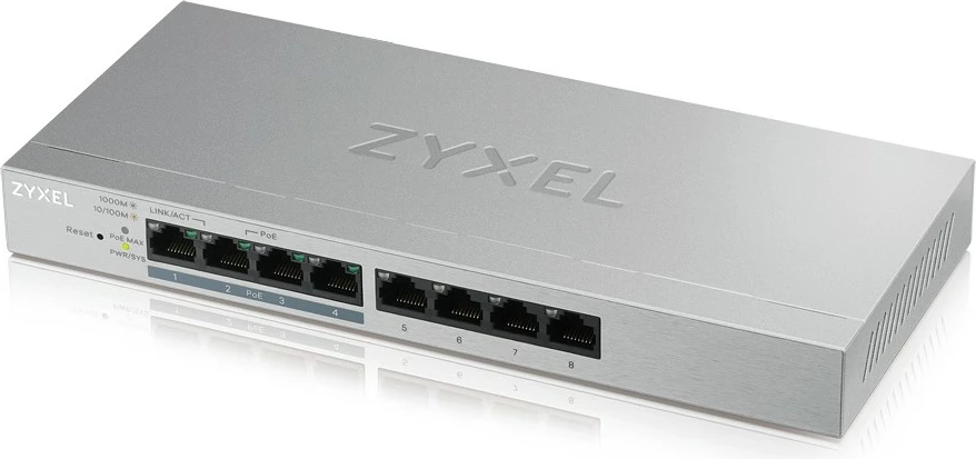 Gigabit Ethernet preklopnik z PoE, Zyxel GS1200-8HP v2, siv