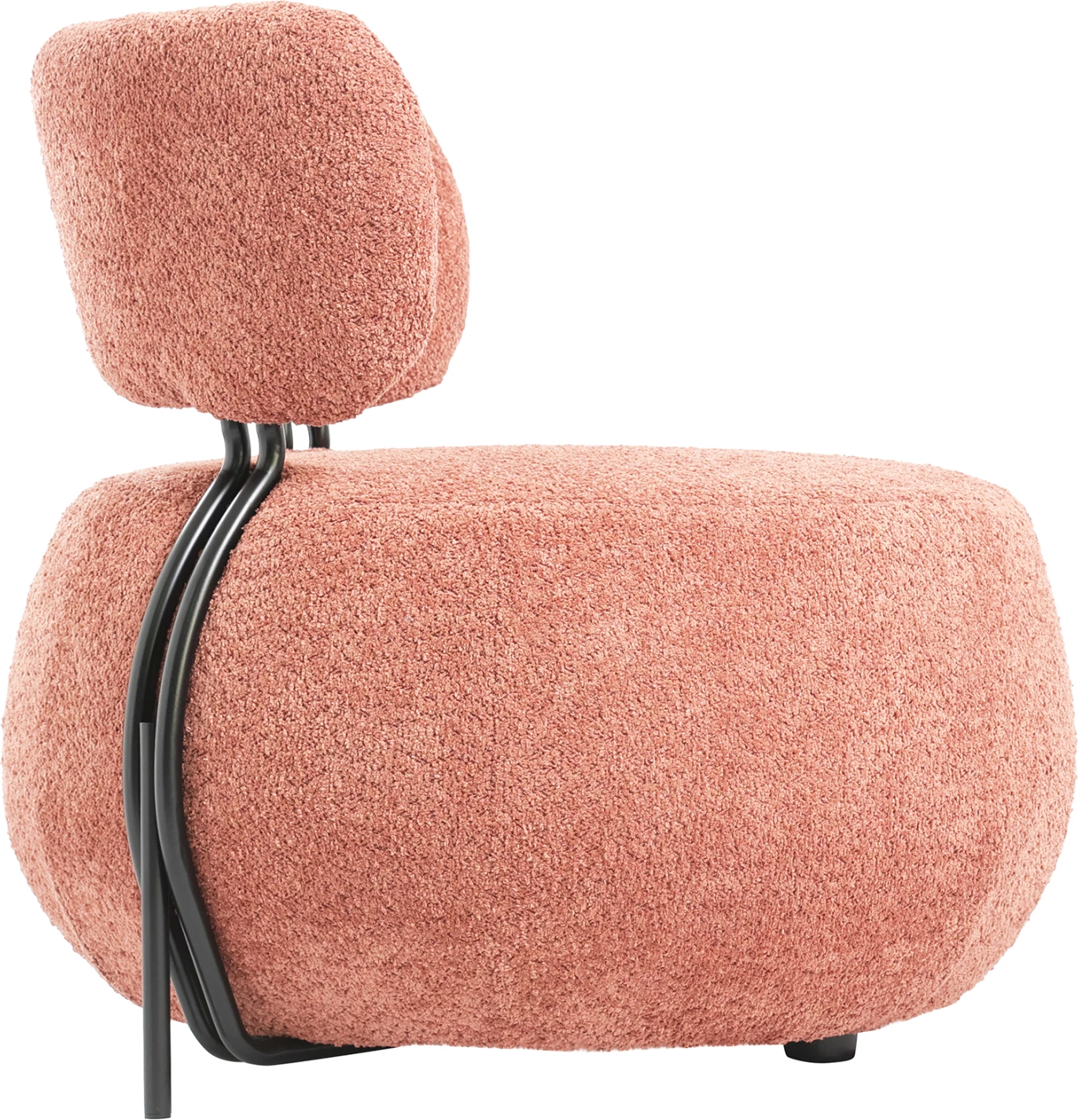 Okrogli naslanjač KARSEN FH9598.02 roza boucle tkanina 79x78,5x76Hcm