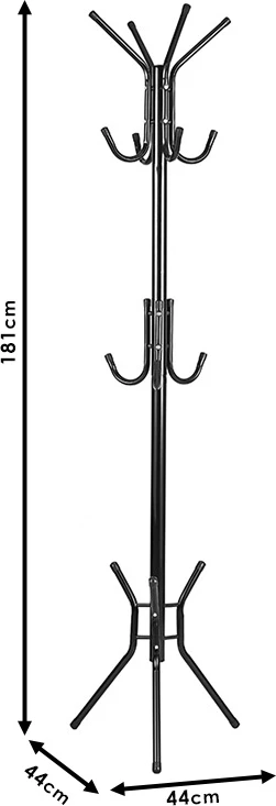 Stojalo za plašče Piero kovinsko črno D44x181cm
