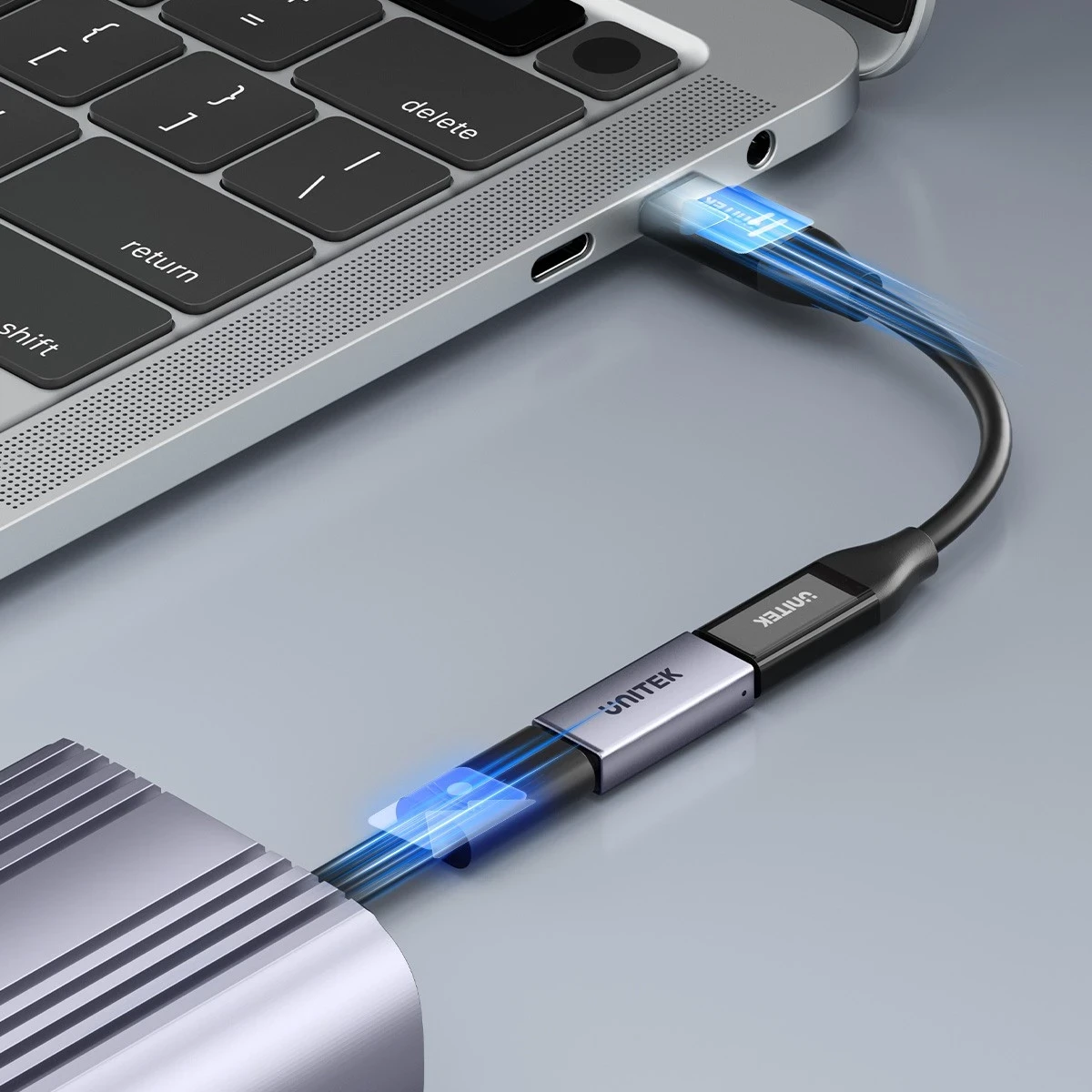 Kabel za povezavo USB-C na USB-C, 8K 40Gbps 240W, srebrn - Unitek