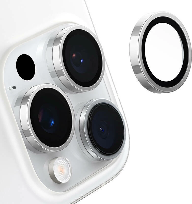 Zaščitno steklo kamere Torras Lensguard za iPhone 16 Pro, sivo