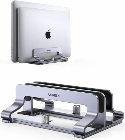 Vertikalni nosilec za 2 napravi za prenosnik in tablico UGREEN LP258, aluminij, srebrn