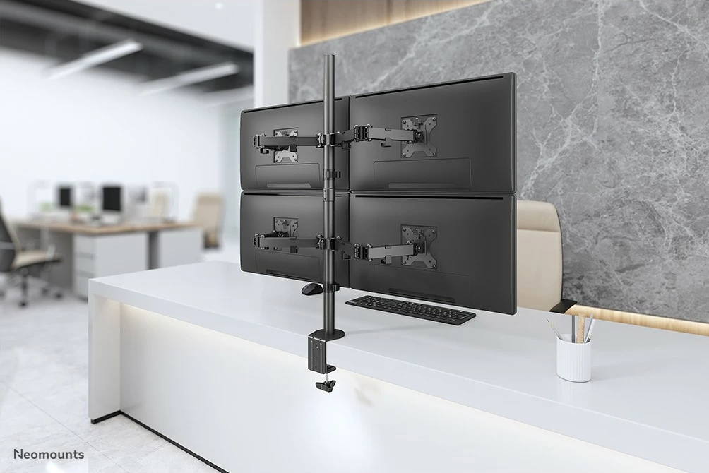 Krmilni nosilec za štiri monitorje Neomounts FPMA-D550D4BLACK, Clamp/Bolt-through, 6 kg, 33 cm (13"), 81,3 cm (32"), 100 x 100 mm, črn