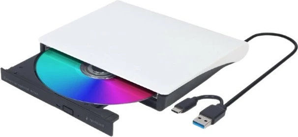 Zunanji optični bralnik/pisalnik CD/DVD Gembird DVD-USB-031-BW USB-C USB 3.1 24x CD / 8x DVD, črno-bel