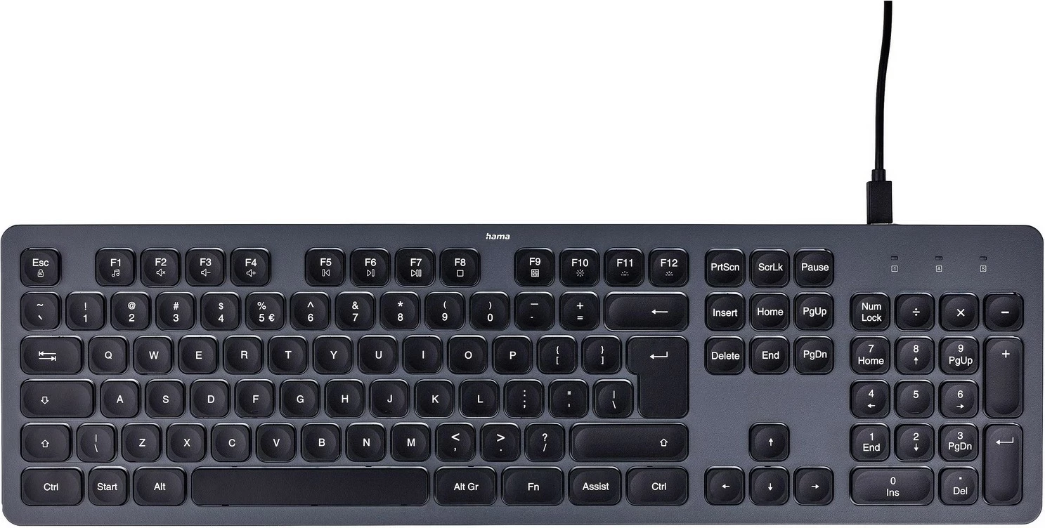 Tipkovnica Hama CK-400, 105 tipk, USB, črno-siva