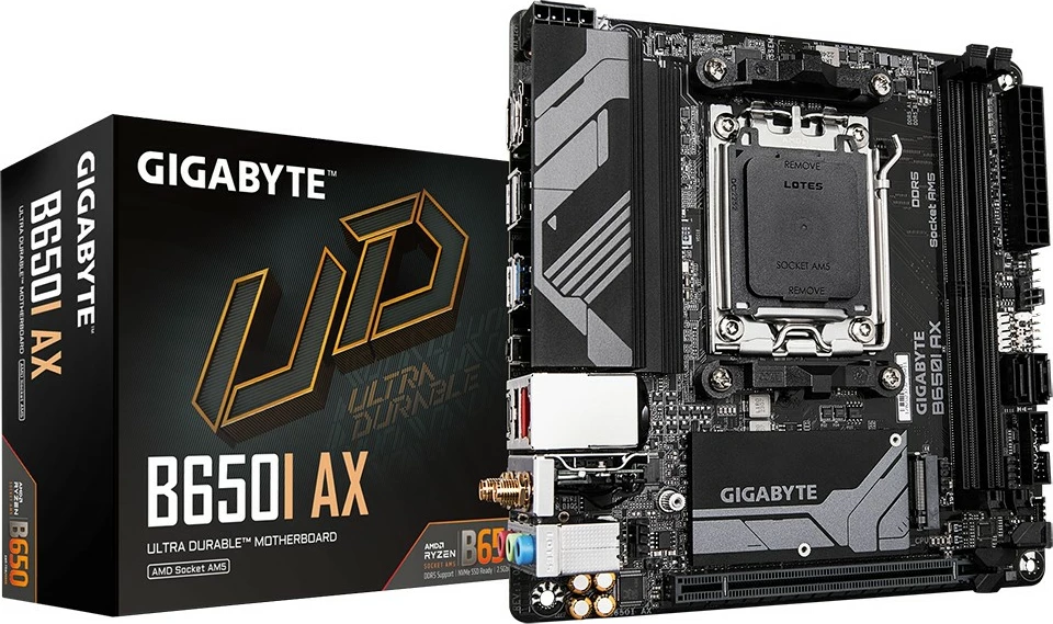 Matična plošča Gigabyte B650I AX ITX, Socket AM5, Mini-ITX, črna