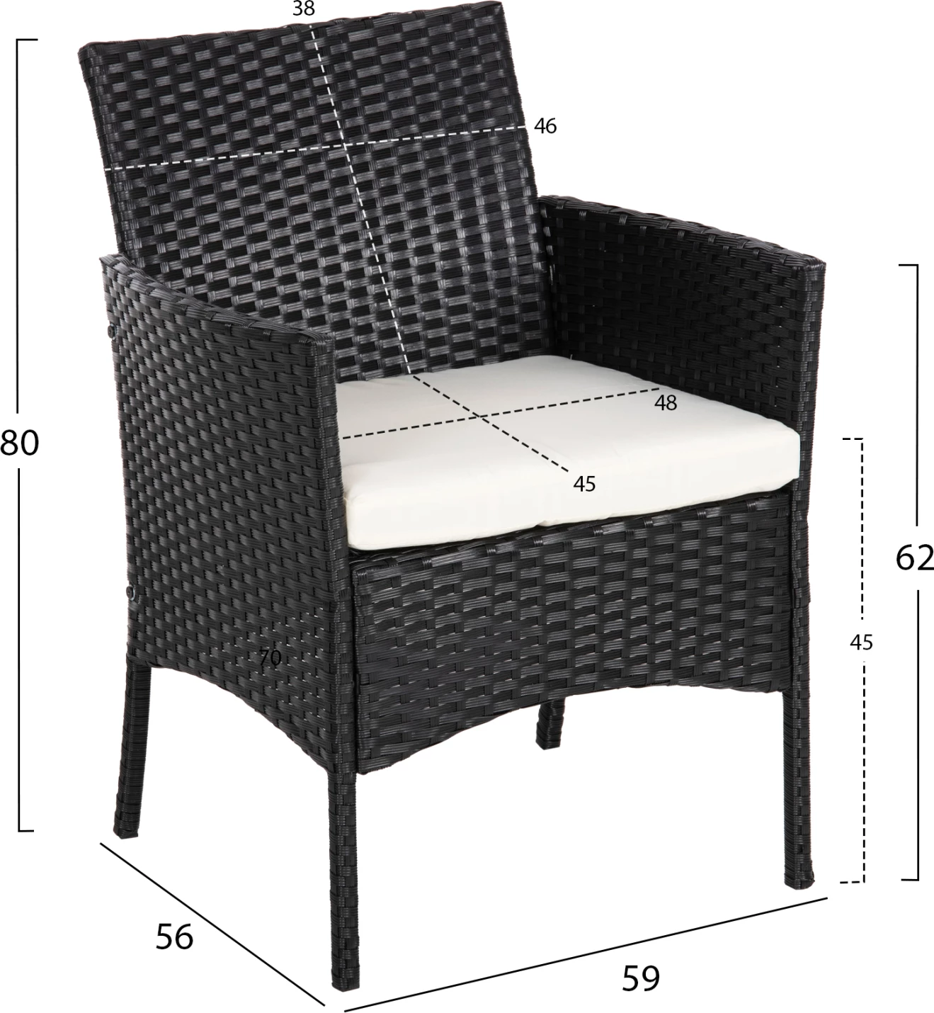 Zunanji lounge set 4 kosov STASIA FH6089.04 sintetični ratan v črni barvi - blazine v bež barvi