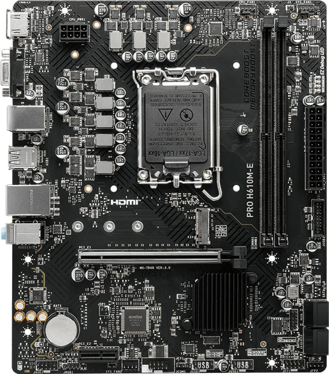 Plošča MSI PRO H610M-E, Intel, LGA 1700, DDR5-SDRAM, 96 GB