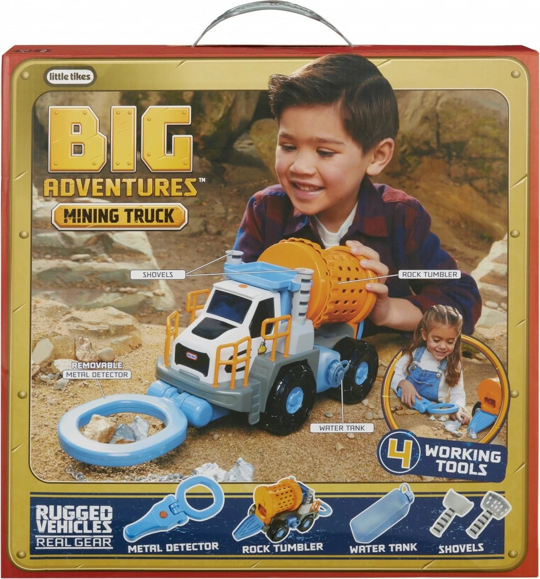 Set kamion rudarski Little Tikes Mining Truck Big Adventures, plastika, 27 cm, azurno/sivo/oranžno/belo