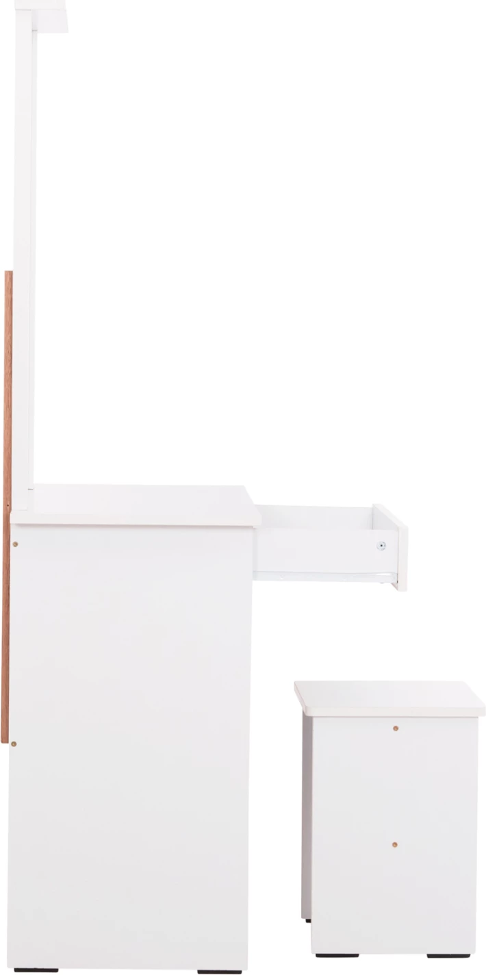 Toaletna miza z ogledalom in stolčkom CRYSTEL FH9938.01 melamin v beli barvi 74x39x155Hcm