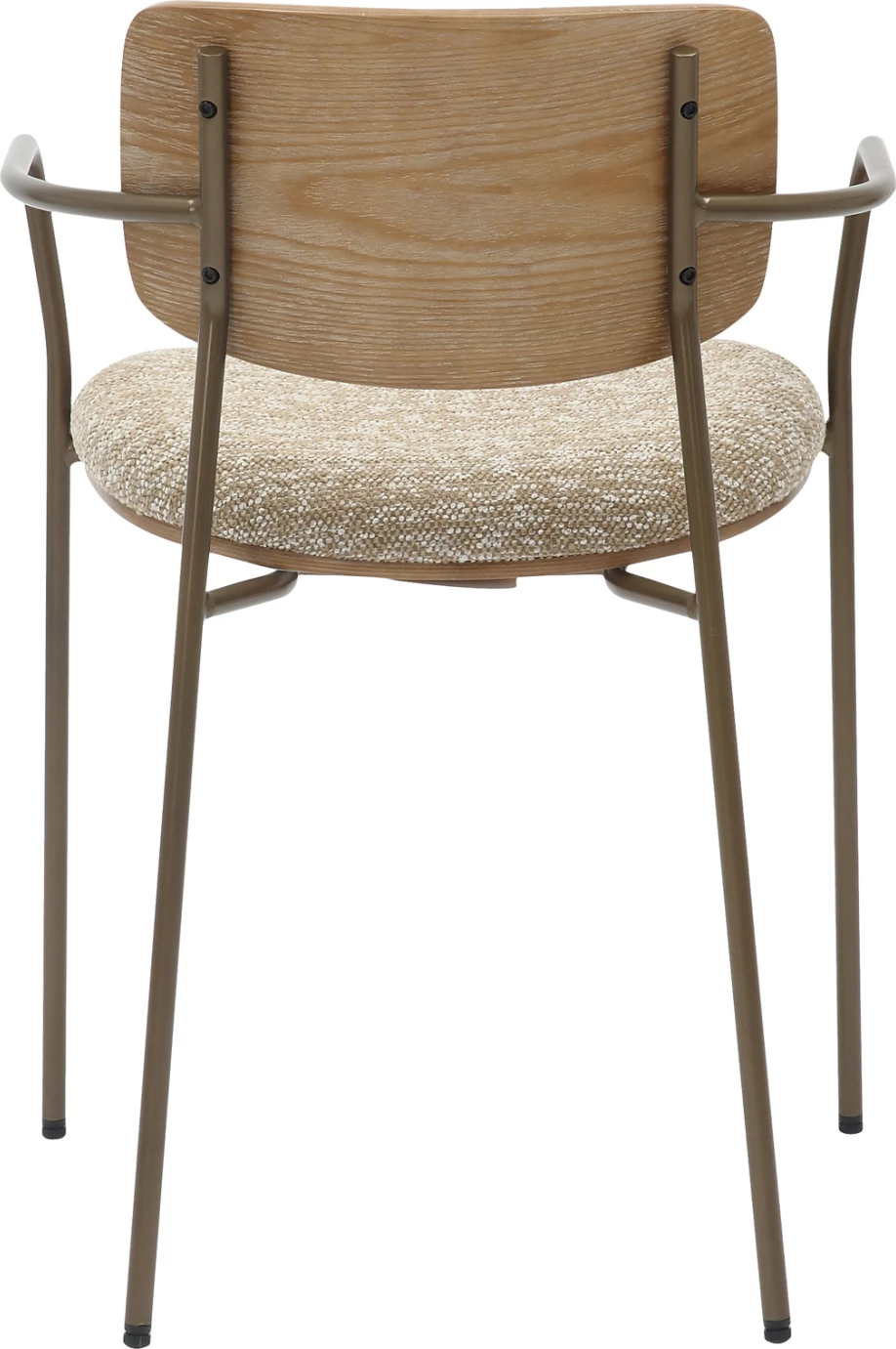 Jedilni stol VIKKI FH9980.01 kovinski v barvi starinskega bakra-bela prana vezana plošča-bež tkanina 54x54x75,5H cm, set 2 kosov